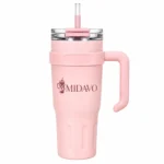 Midavo Pink Insulated Tumbler with Straw and Handle