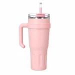Midavo Pink Insulated Tumbler with Straw and Handle - Image 2