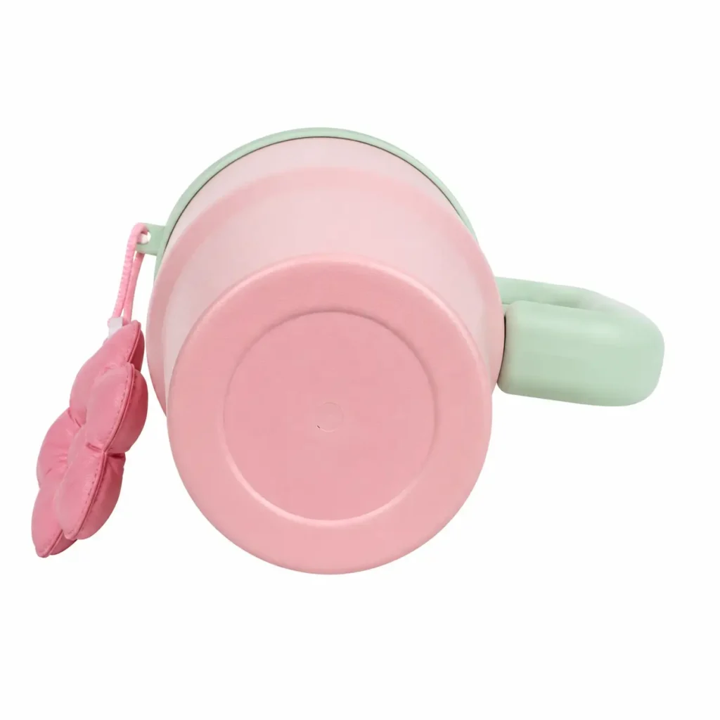 midavo pink insulated tumbler with straw lid and flower charm3